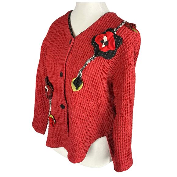 JG'S‎ MAD LAB Multimedia Cardigan Top Small Art To Wear Artsy Lagenlook Cottage - Picture 4 of 8